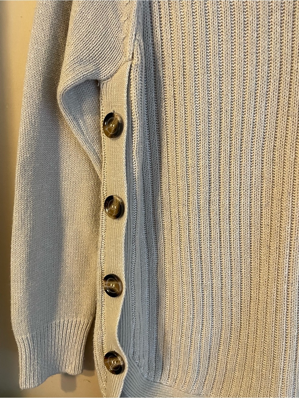 Cloth by RD Cream Ribbed Cowl Neck Side Button High Low Tunic Sweater L - Picture 3 of 8
